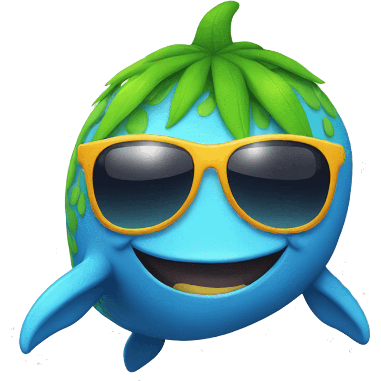 Ballena with a wig and sun glasses emoji