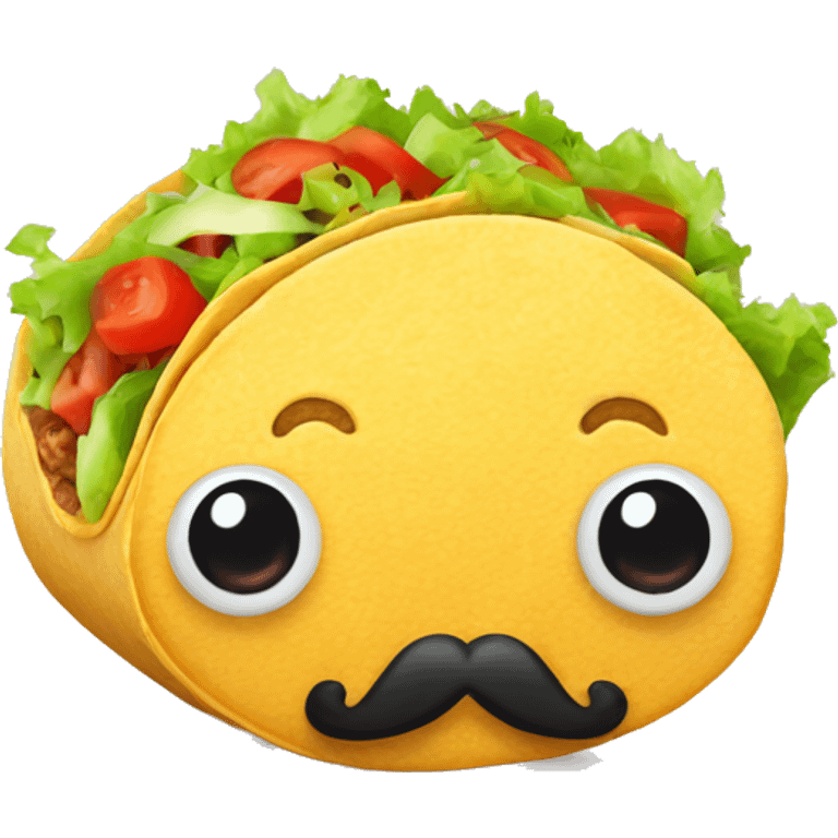 Taco with a big mustache and eyes emoji