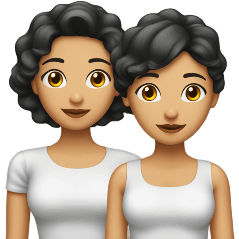 Mujer morena, cabello lacio hasta los hombros, Conjunto  emoji