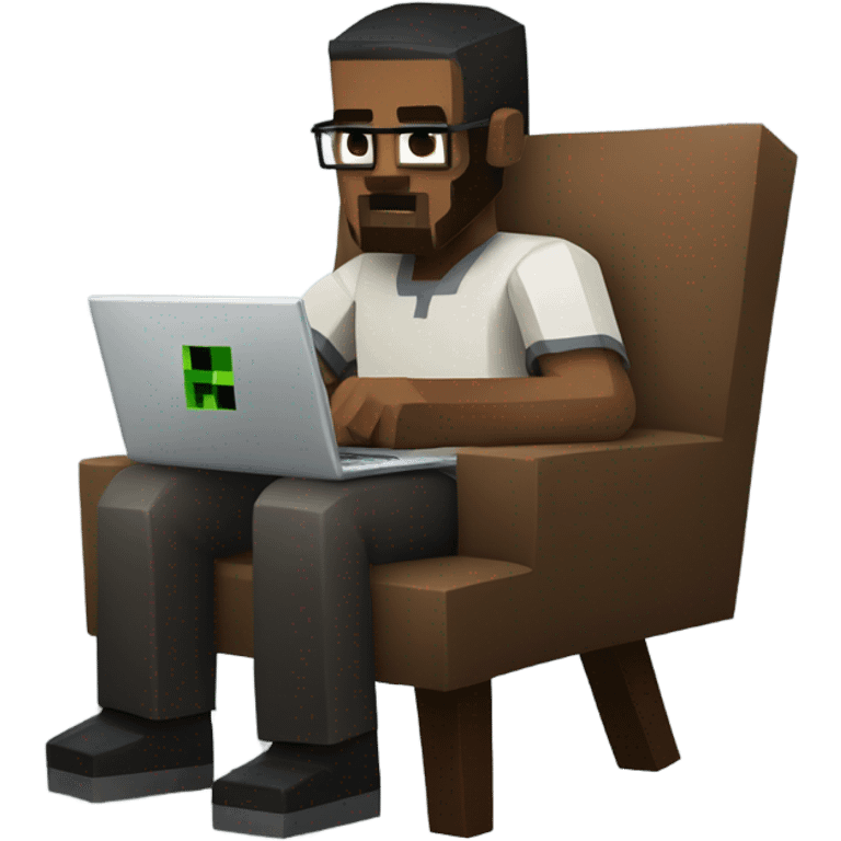 a man who plays minecraft on a laptop emoji