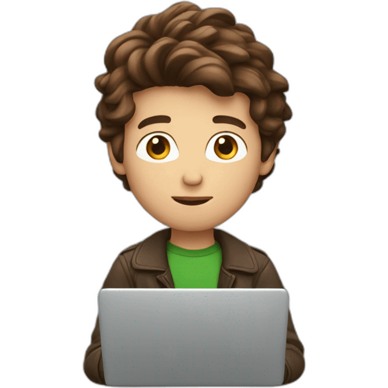 brown hair guy with laptop emoji