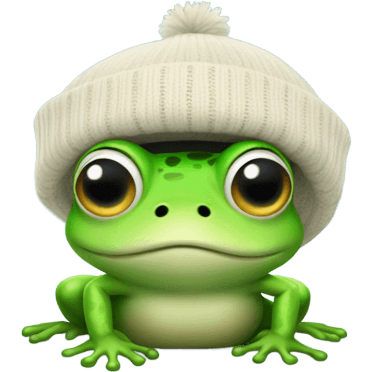 Cute frog with a beanie  emoji