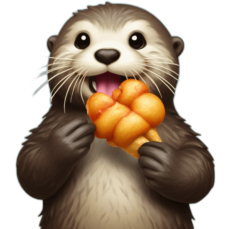 Sea otter eating chicken lollipop  emoji