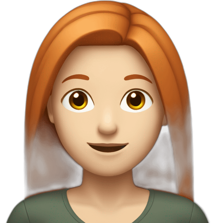 redhead white woman with medium long straight hair, saying ok emoji