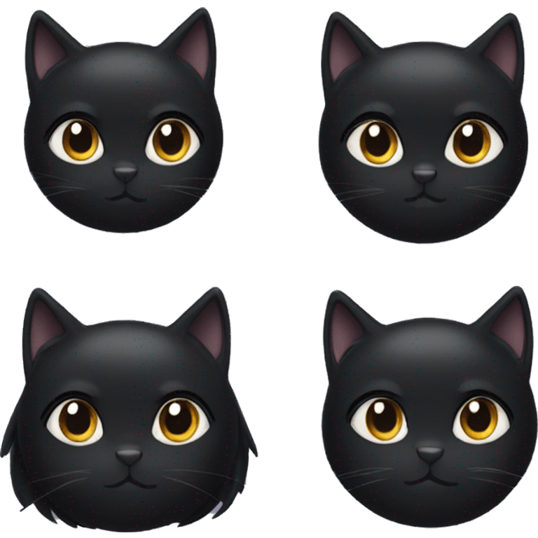 2 fluffy black cats with a girl with black hair emoji