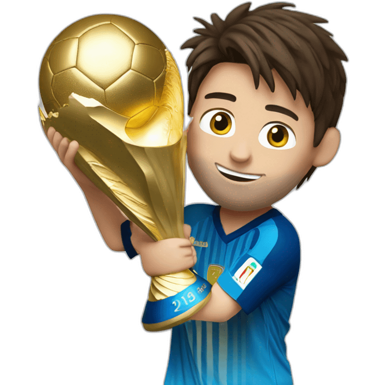 Messi holding world cup emoji