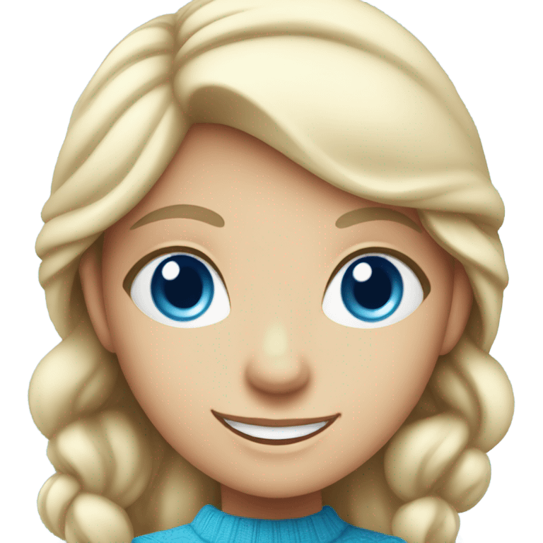 smiling girl with blue eyes in christmas setting emoji