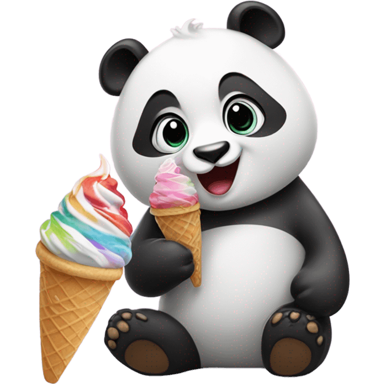 Panda eating ice cream emoji