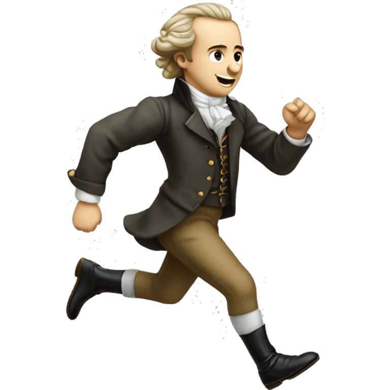 Young Goethe running, with a large stride and arms outstretched emoji