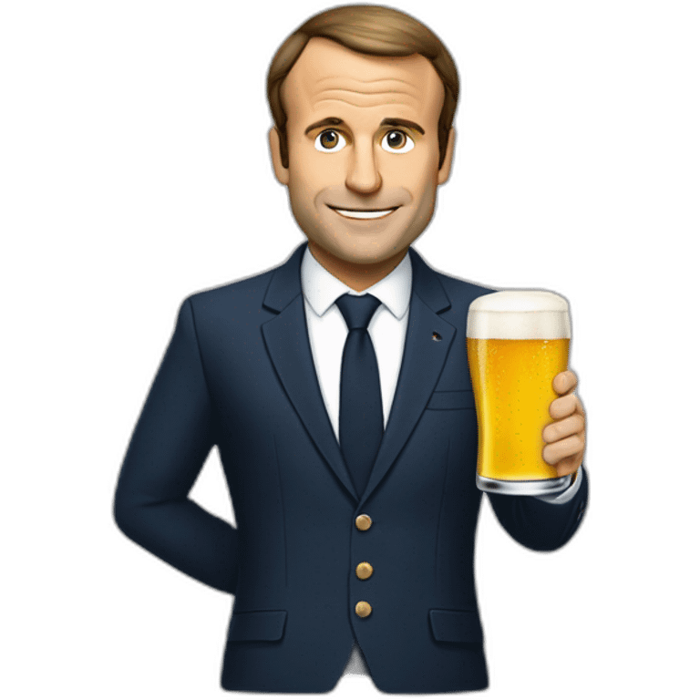 Macron avec une bière emoji