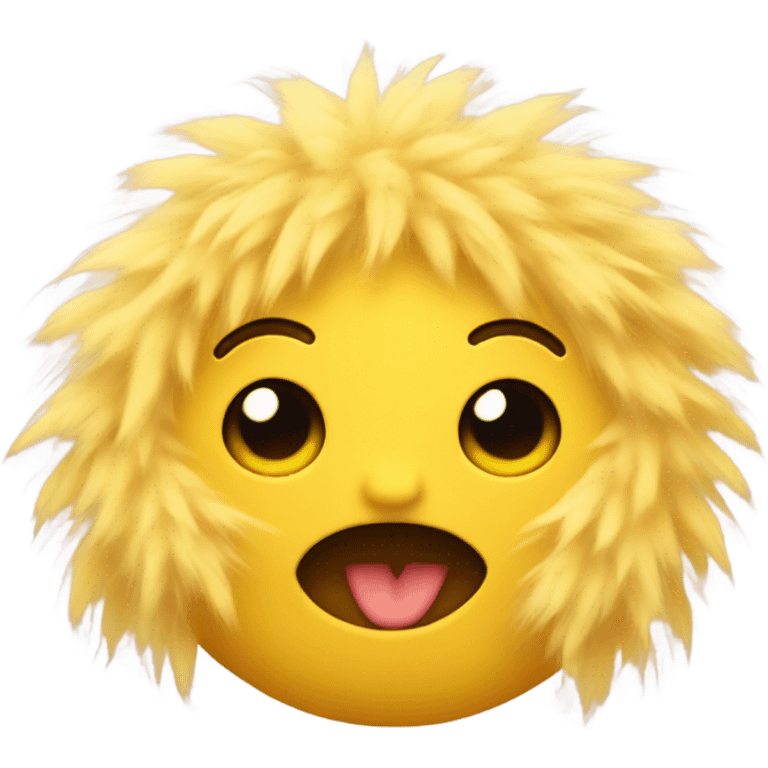 Yellow emoji with fuzzy face emoji