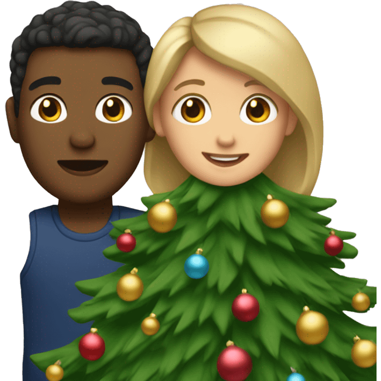 Couple with dark blond hair in Front of a Christmastree emoji