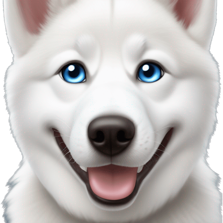 White Siberian husky smile  blue eyes funny emoji