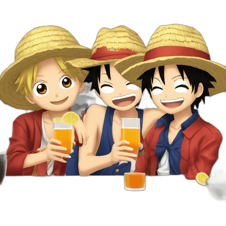 Luffy, ace and sabo drink sake emoji