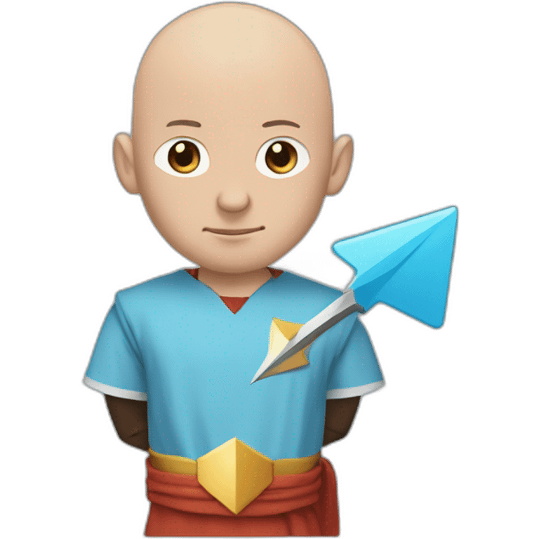 bald messi with a light blue arrow in his head aang style emoji