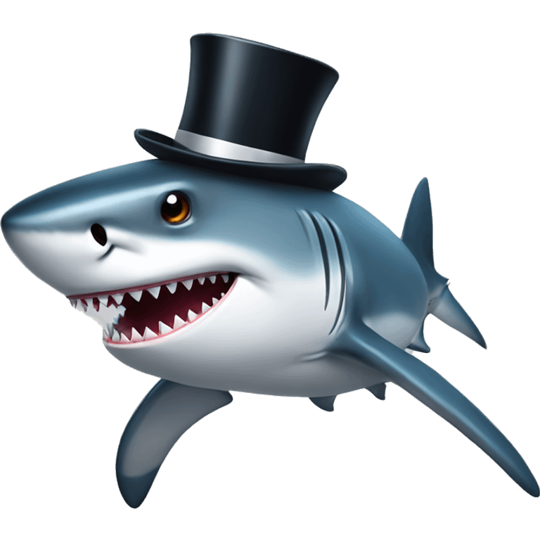 Shark with a top hat emoji