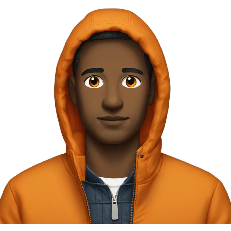 a man wearing an orange stone island jacket emoji