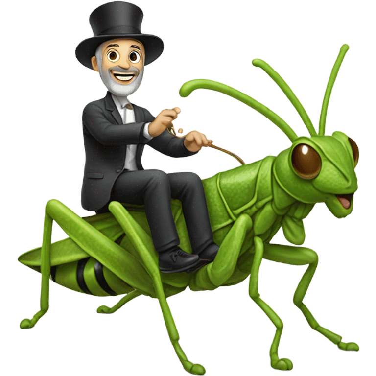 Rabbi riding a grasshopper emoji