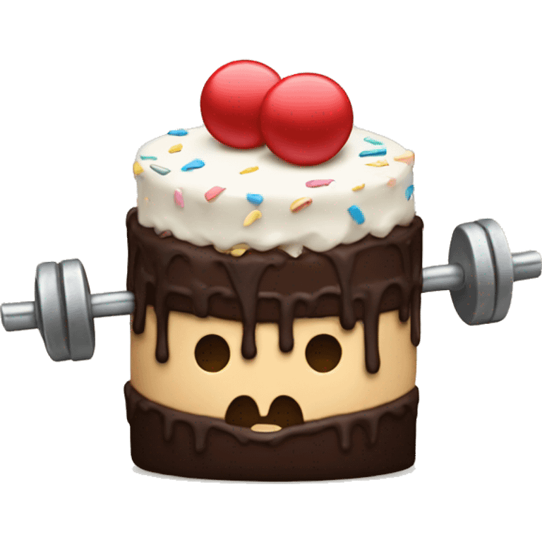 Birthday cake and barbell emoji