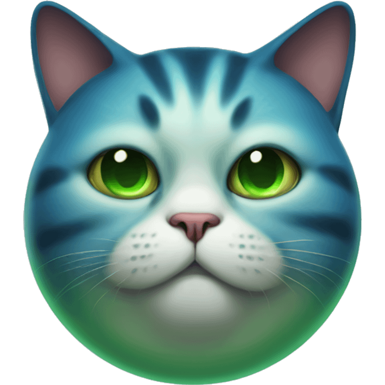 A fat cat with eyes, one blue and the other green, what magic emoji