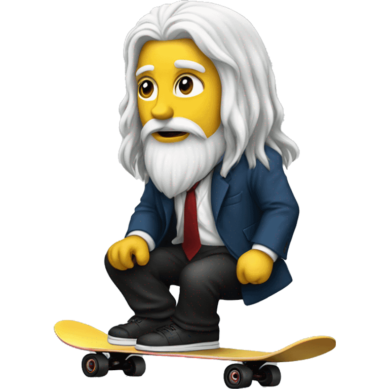 White Freemason with long hair skateboarding emoji