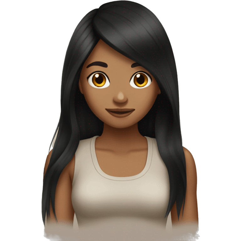 Tan girl long black hair  emoji