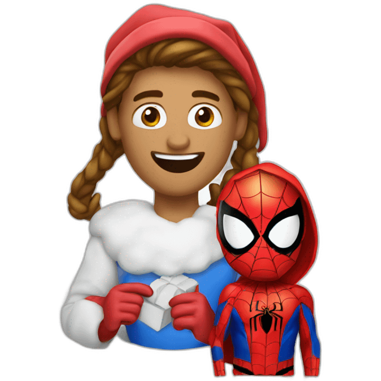 Spiderman with santa emoji