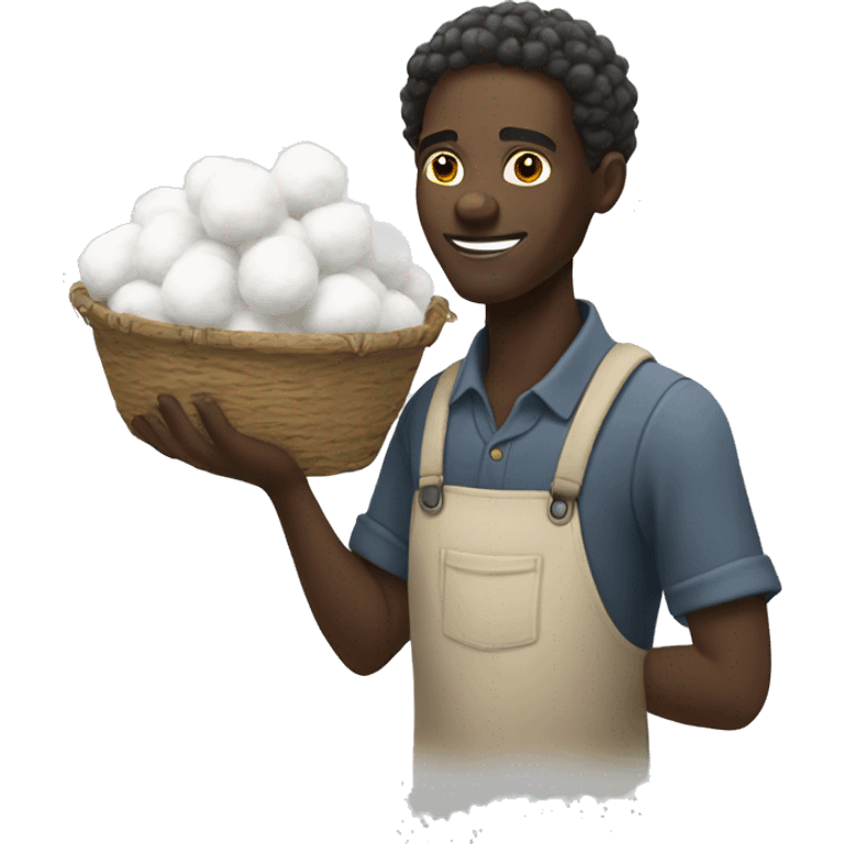 African man collecting cotton emoji