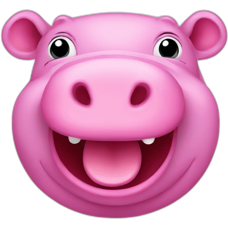 happy pink hippo emoji