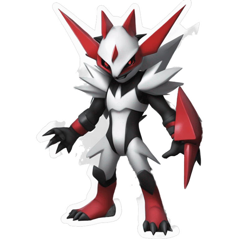  Cool Edgy Futuristic Black White Red Zangoose-Digimon-Medabot full body emoji