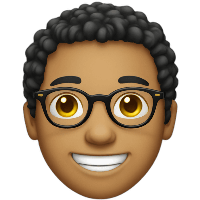 A light skin boy wearing small-size black-rimmed round glasses smiling emoji