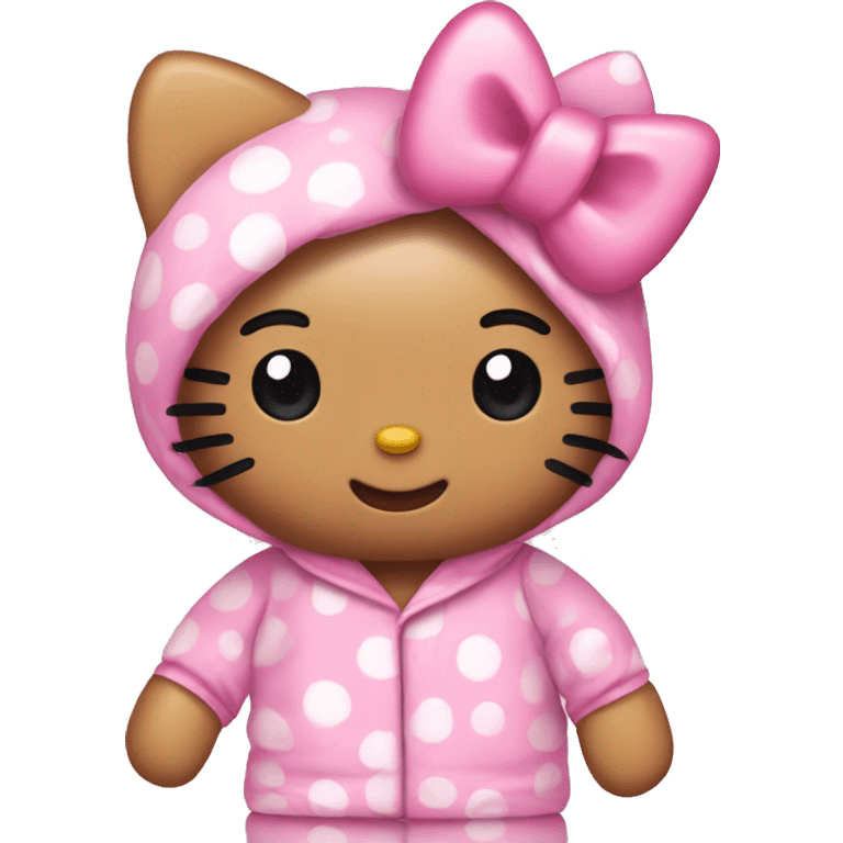 Hello kitty wearing pink pj emoji