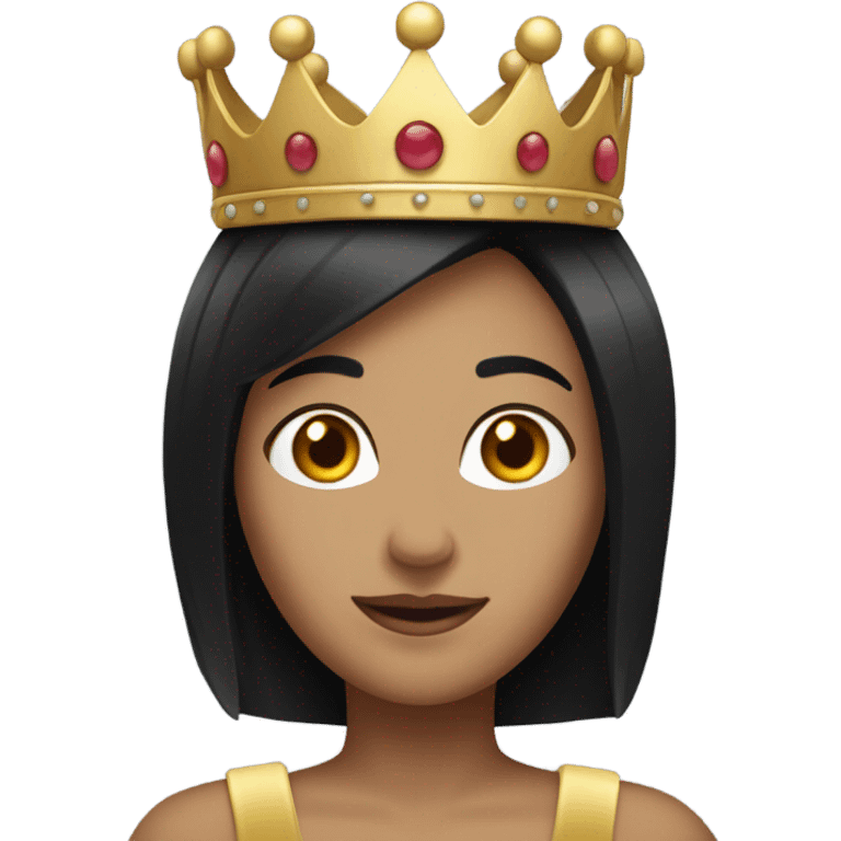 medium tone female with a bob haircut (black hair) wearing a queen's crown emoji