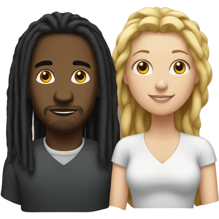 Black man with dreadlocks hanging out with one white woman emoji