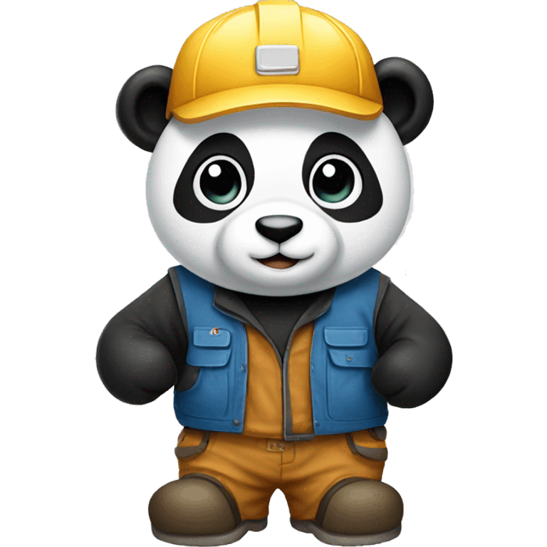 Panda wearing carpenter wear emoji