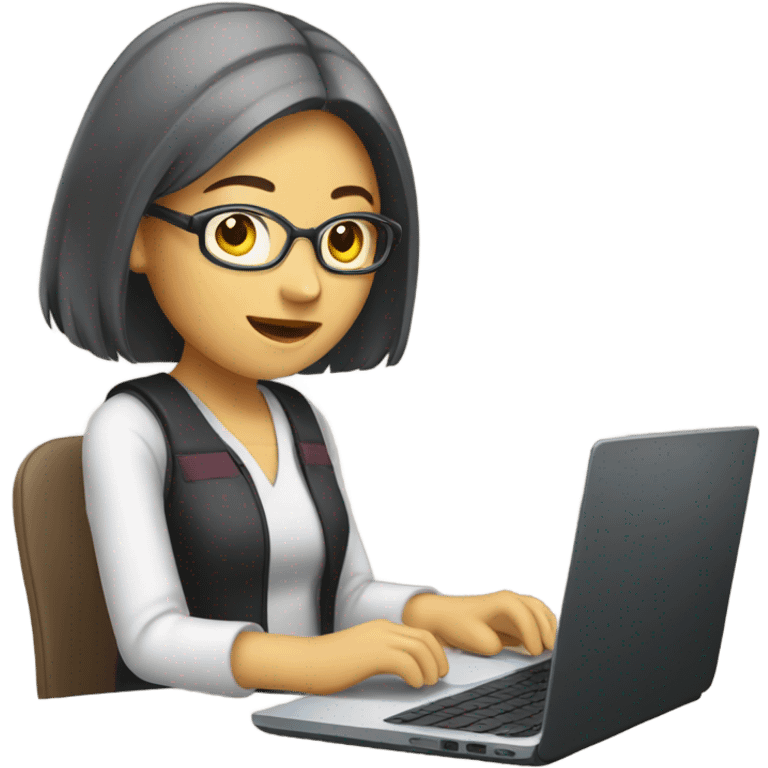 female student with laptop asian emoji