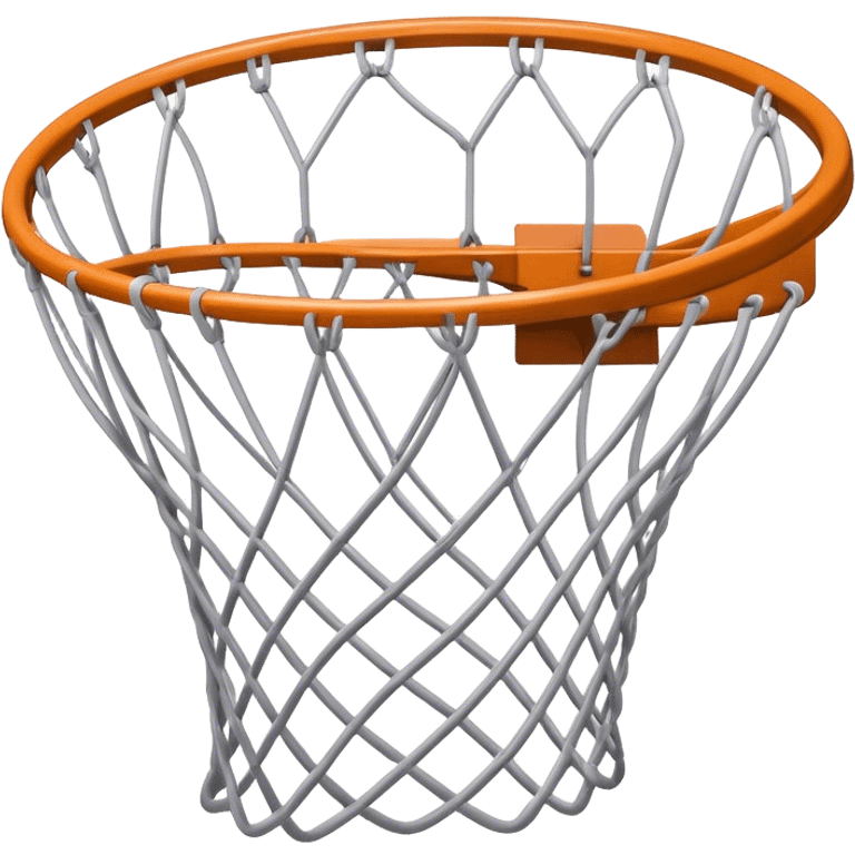 Cinematic Realistic image of a basketball hoop with a detailed metal rim and intricately woven net, captured in dynamic lighting that evokes the charged atmosphere of a competitive court emoji