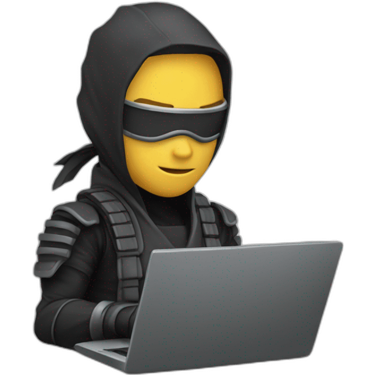 ninja programmer with laptop close up emoji