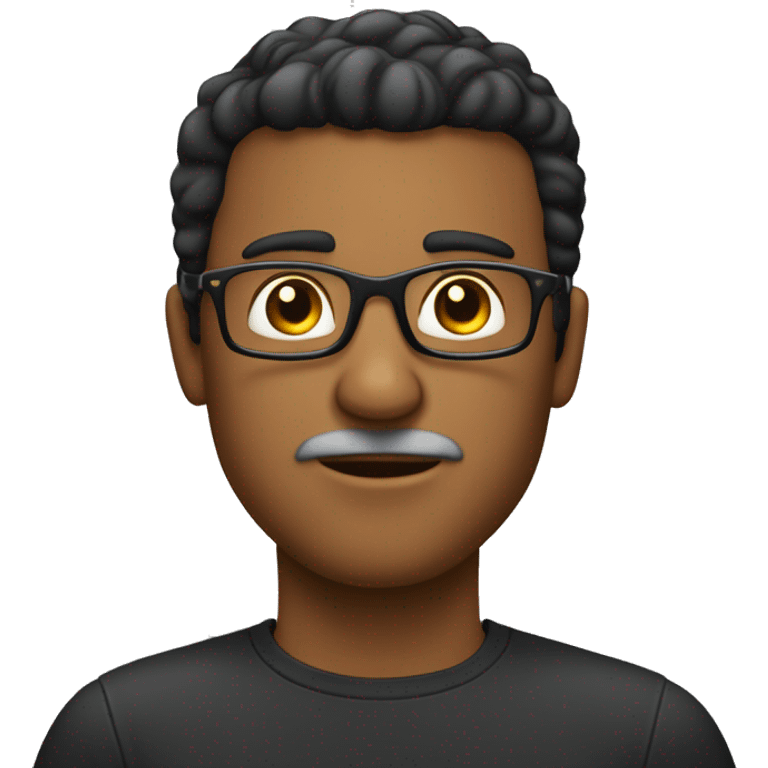 hombre con sobre peso baraba lentes negros y pelo corto emoji