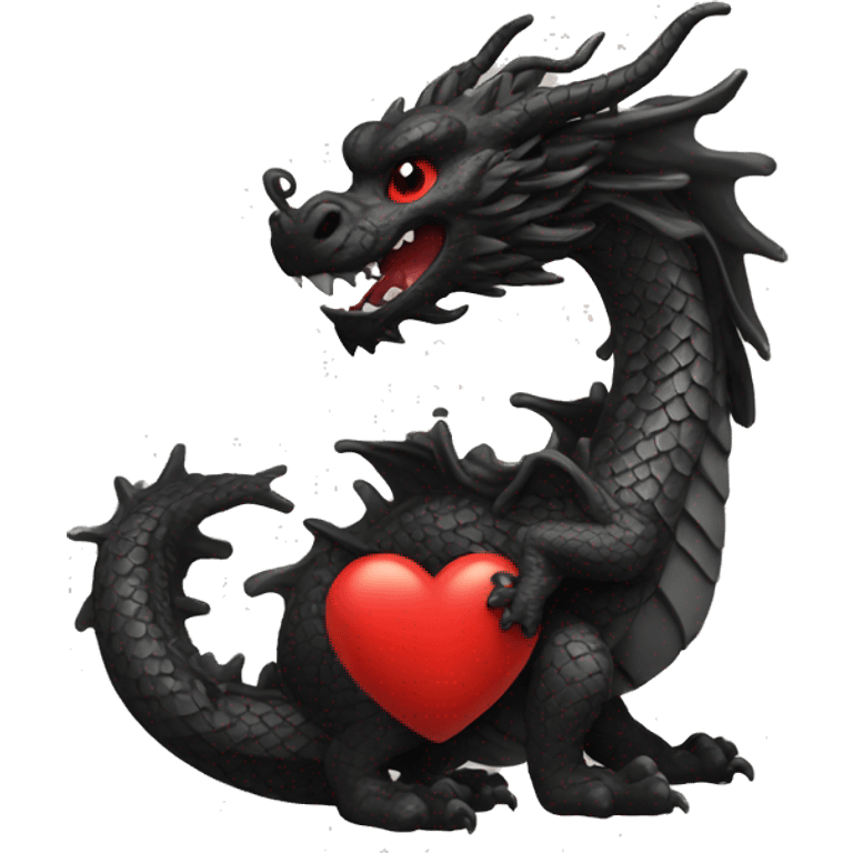 Black Chinese dragon with a heart emoji