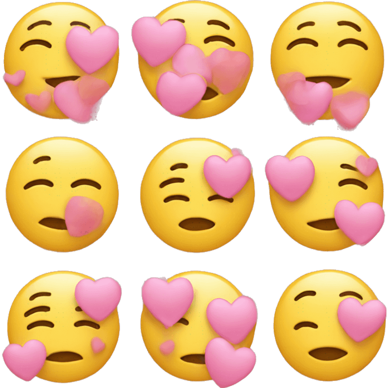 Yellow emoji with pink hearts as blush emoji