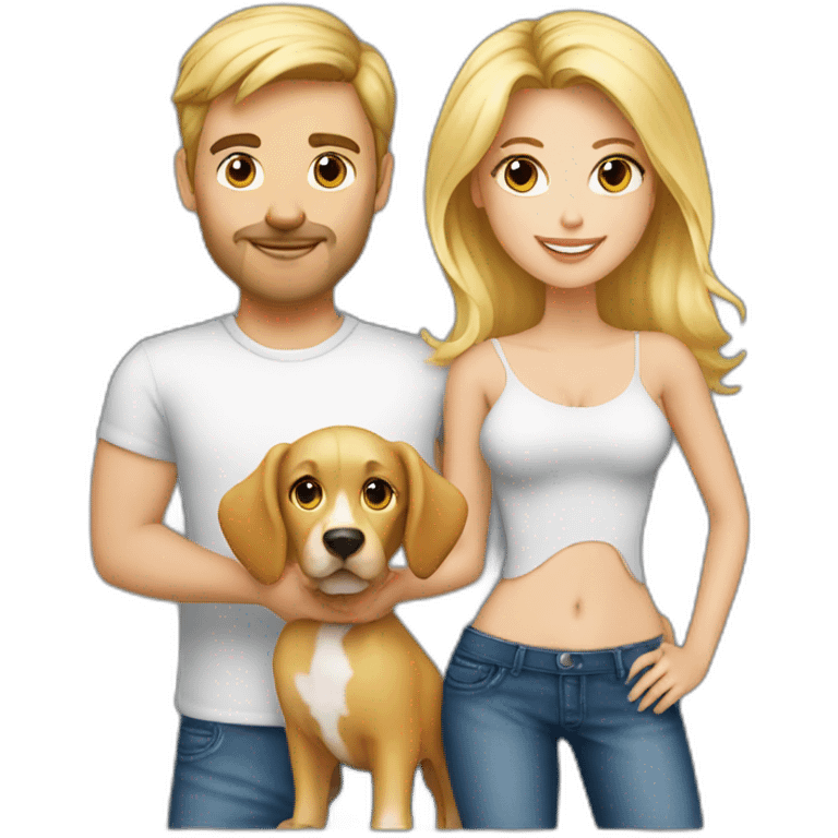 blond-hair-sexy-man-and-woman-with-dog-and-cat emoji