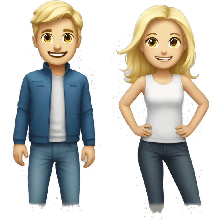 smiling boy and blonde girl  emoji