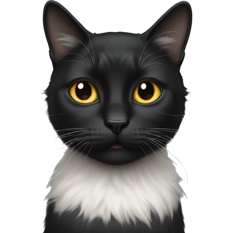 black cat long-hair with half white head emoji