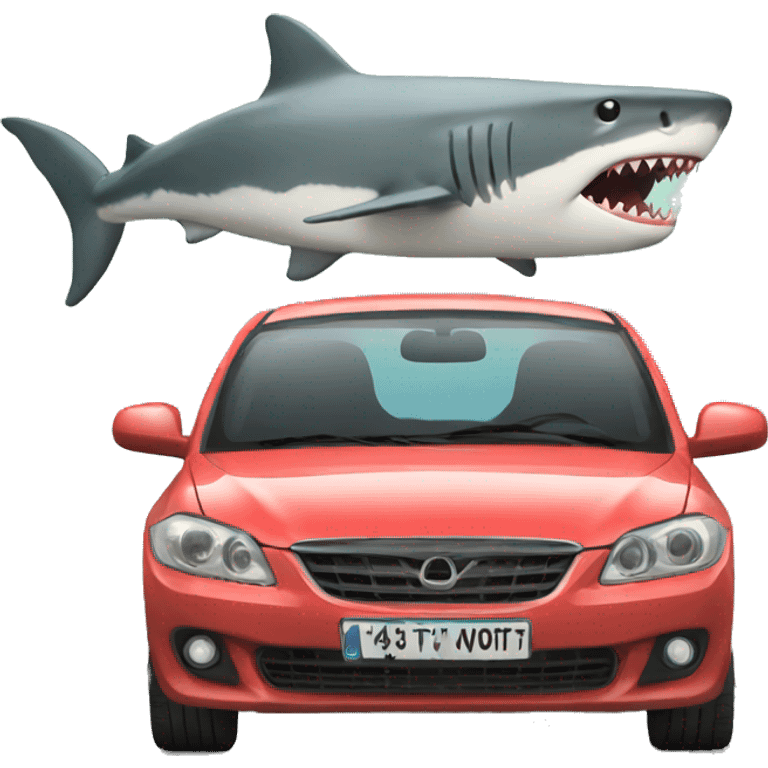 Car with a shark driving emoji