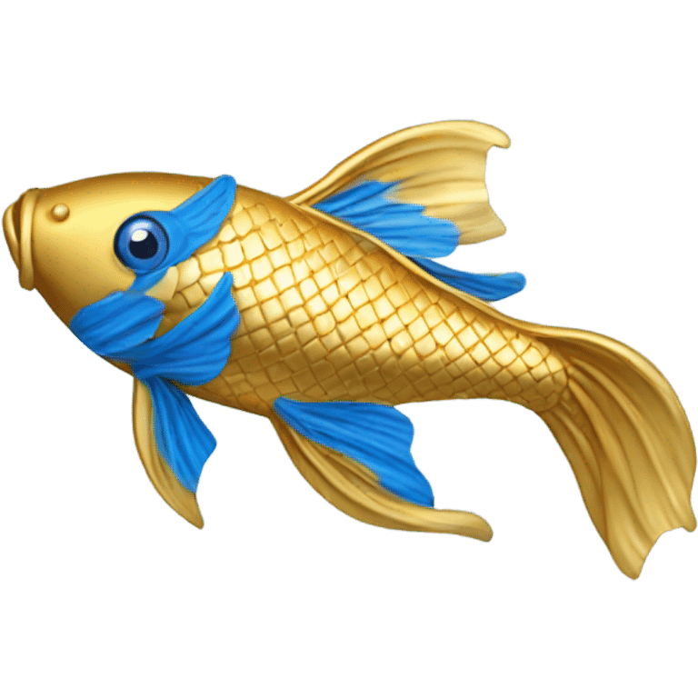 Gold and blue koi fish in a stream emoji