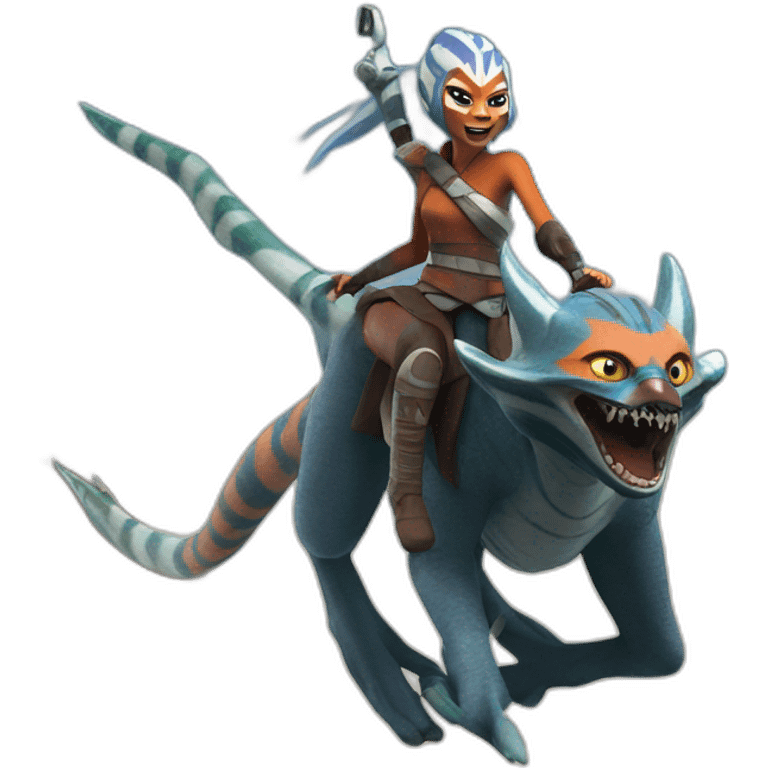 mad ahsoka riding a giant marine monster emoji