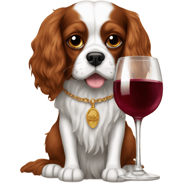 King Charles cavalier drinking wine emoji