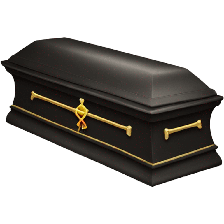 Casket with a ribbon around it emoji