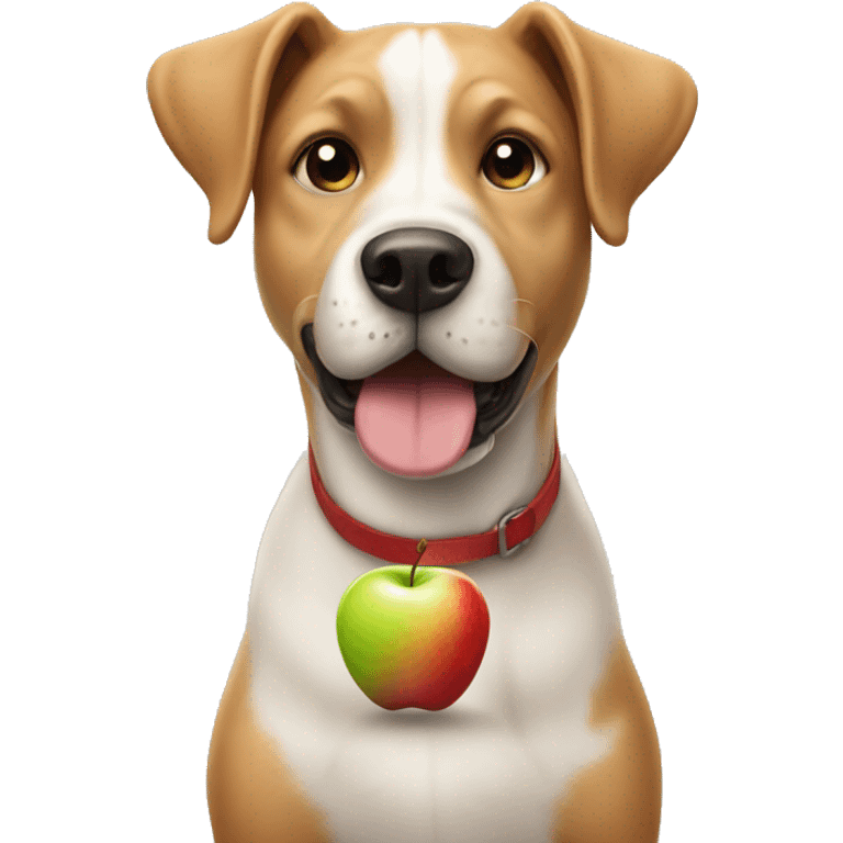 a dog with a apple emoji